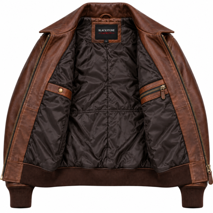 Barron Cognac Men's Leather Vintage A-2 Inspired Jacket | Blackstone Jackets