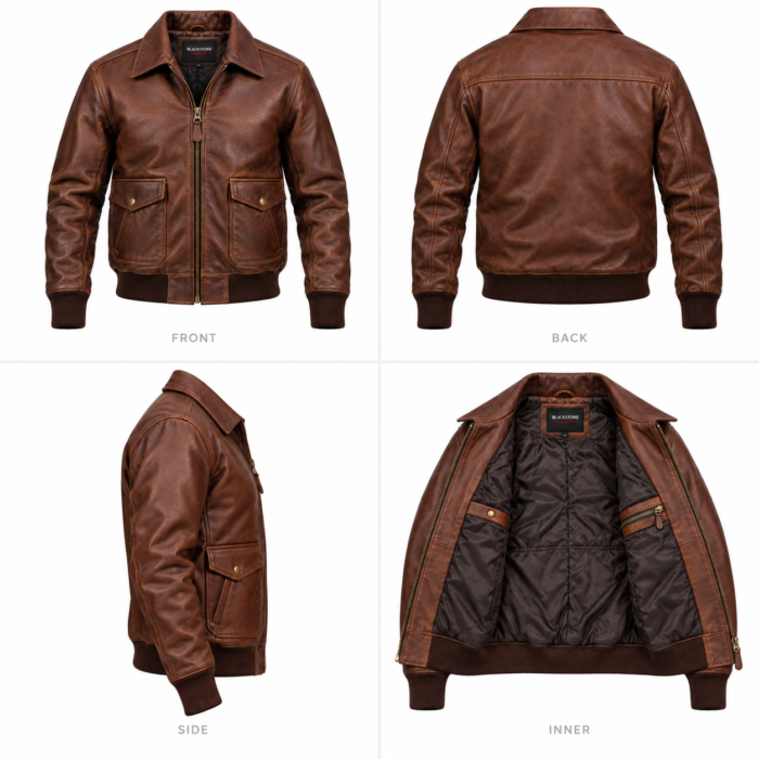 Barron Cognac Men's Leather Vintage A-2 Inspired Jacket | Blackstone Jackets