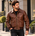 Barron Cognac Men's Leather Vintage A-2 Inspired Jacket | Blackstone Jackets