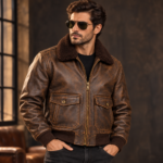 Orion Distressed Seal Brown Men's G-1 Flight Leather Jacket | Blackstone Jackets