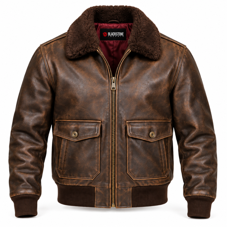 Orion Distressed Seal Brown Men's G-1 Flight Leather Jacket | Blackstone Jackets