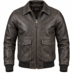 Beacon Charcoal Men's Leather Contemporary Aviator Blouson | Blackstone Jackets