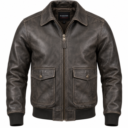 Beacon Charcoal Men's Leather Contemporary Aviator Blouson | Blackstone Jackets