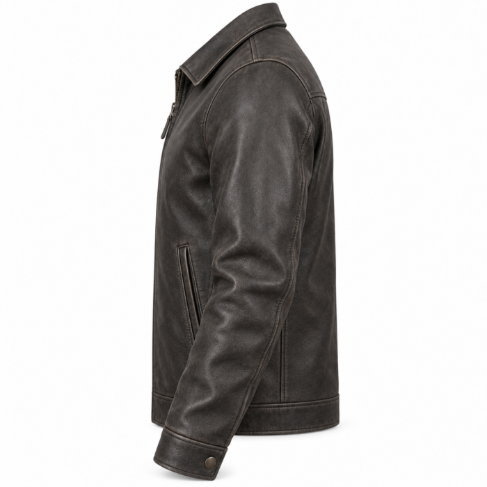 Beacon Charcoal Men's Leather Contemporary Aviator Blouson | Blackstone Jackets