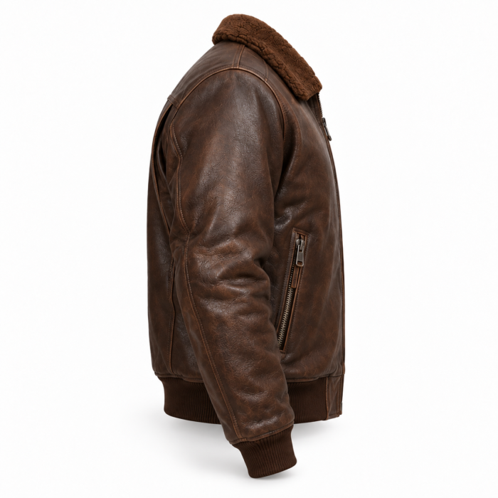Ranger Espresso Brown Men's Aviator Leather Jacket | Blackstone Jackets