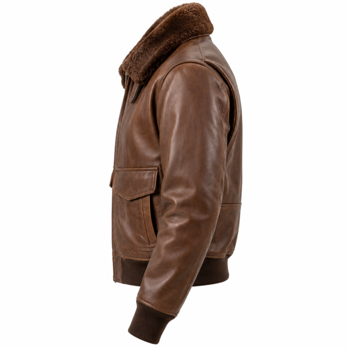 Dakota Medium Brown Men's G-1 Flight Leather Jacket | Blackstone Jackets