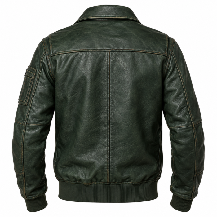 Boreal Forest Green Men's Leather Utility Flight Jacket | Blackstone Jackets