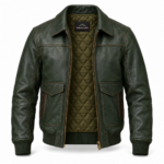Boreal Forest Green Men's Leather Utility Flight Jacket | Blackstone Jackets