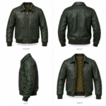 Boreal Forest Green Men's Leather Utility Flight Jacket | Blackstone Jackets