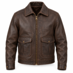 Briggs Espresso Brown Men's Leather Heavy Aviator Jacket | Blackstone Jackets