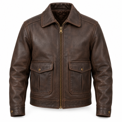 Briggs Espresso Brown Men's Leather Heavy Aviator Jacket | Blackstone Jackets
