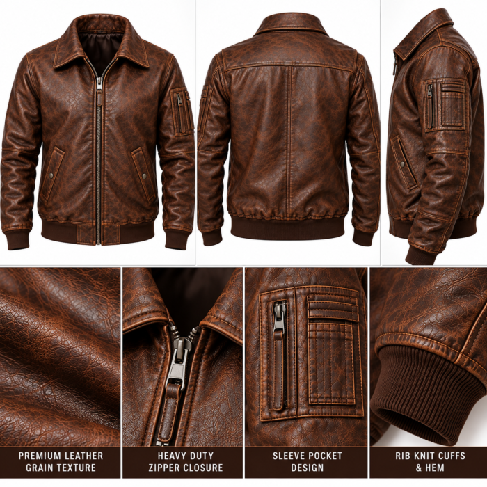 Briggs Espresso Brown Men's Leather Heavy Aviator Jacket | Blackstone Jackets