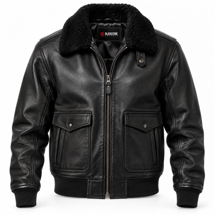 Archer Black Men's G-1 Flight Leather Jacket | Blackstone Jackets