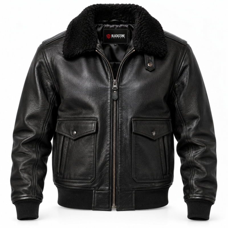 Archer Black Men's G-1 Flight Leather Jacket | Blackstone Jackets
