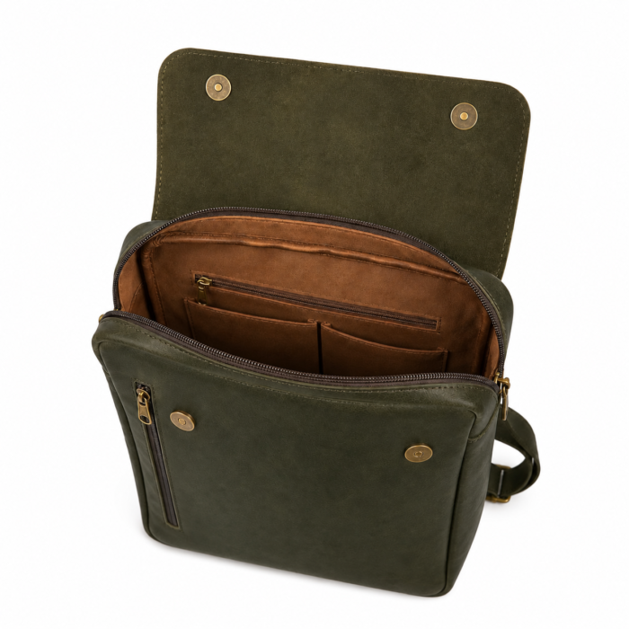 Olive Green Leather Backpack Handmade Laptop Travel Rucksack Stylish Unisex Work School Bag Gift