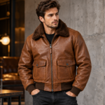 Skyline Medium Brown Men's G-1 Flight Leather Jacket | Blackstone Jackets
