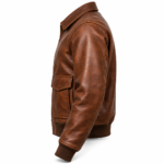 Dakota Medium Brown Men's A-2 Flight Leather Jacket | Blackstone Jackets