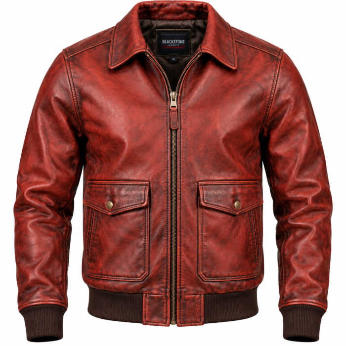 Canyon Rust Red Men's Leather Modern Flight Jacket | Blackstone Jackets