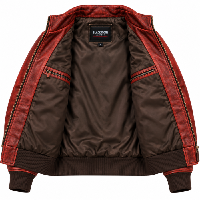 Canyon Rust Red Men's Leather Modern Flight Jacket | Blackstone Jackets