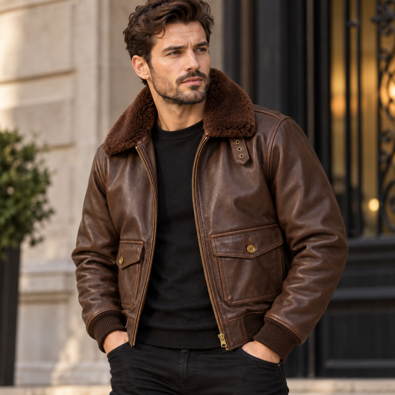 Jetstream Espresso Brown Men's G-1 Flight Leather Jacket | Blackstone Jackets