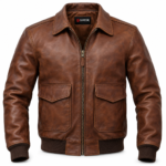Beacon Medium Brown Men's A-2 Flight Leather Jacket | Blackstone Jackets