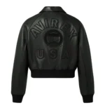 Avirex Women's Black Icon jacket with tonal AVIREX USA back design