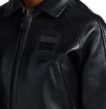 Avirex Women's Black Icon leather jacket tonal chest emblem