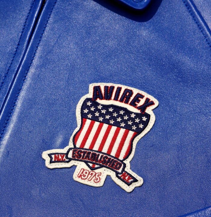 Avirex Icon blue leather jacket Established 1975 chest patch