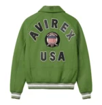Avirex Green Icon leather jacket with AVIREX USA back design