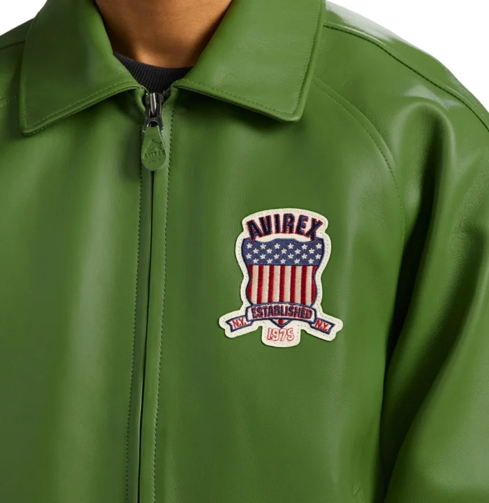 Avirex Green Icon leather jacket Established 1975 chest patch