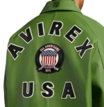 Avirex Green Icon leather jacket All Americans crest and USA back detail