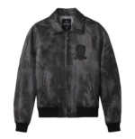 Avirex grey black camo leather jacket with tonal AVIREX USA back design