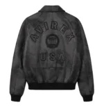 Avirex Icon grey black camouflage leather bomber jacket front view