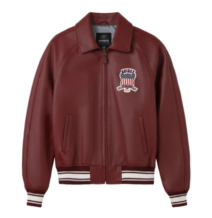 avirex icon maroon leather jacket
