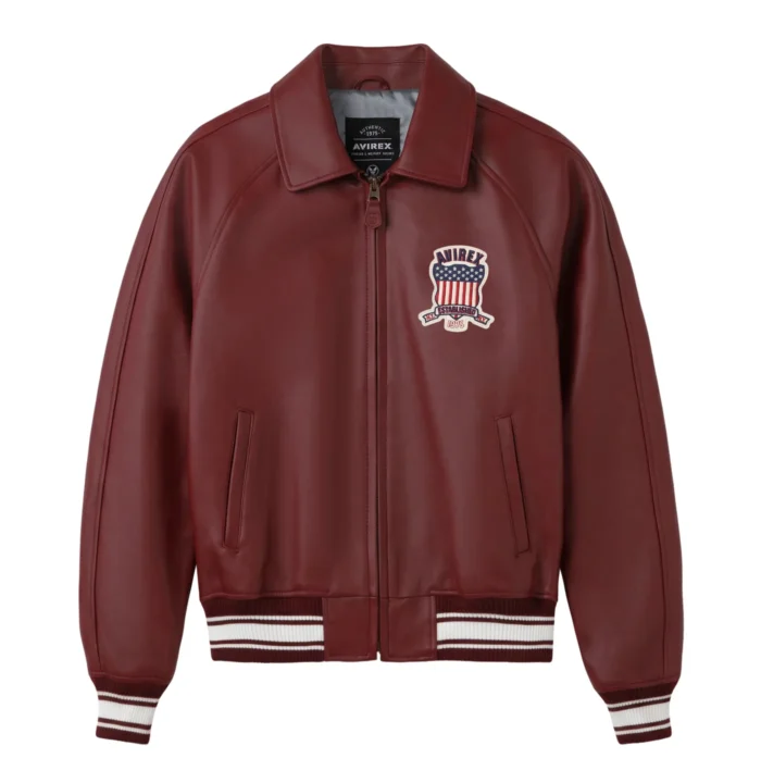 avirex icon maroon leather jacket