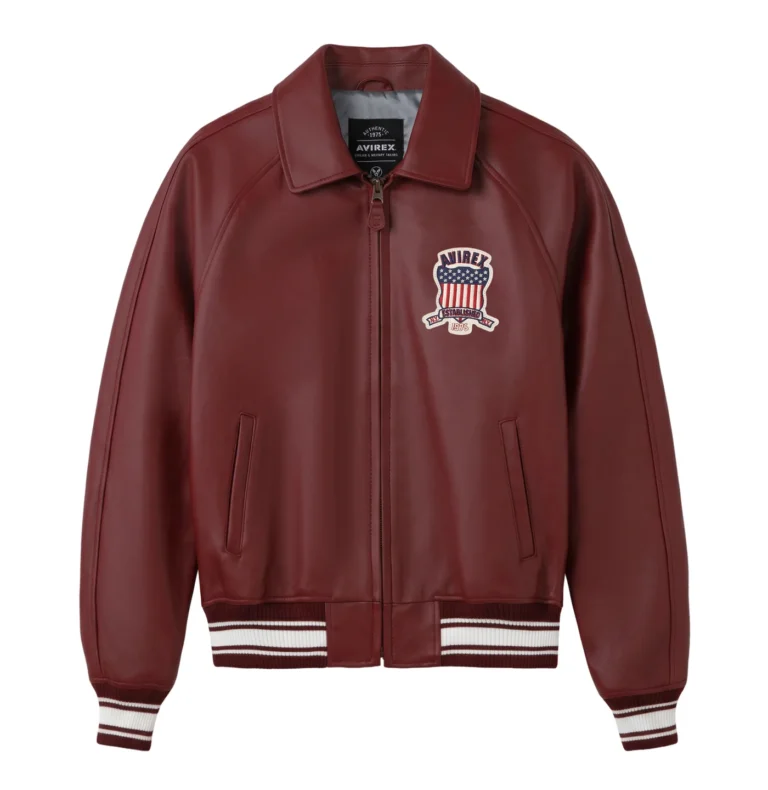 avirex icon maroon leather jacket