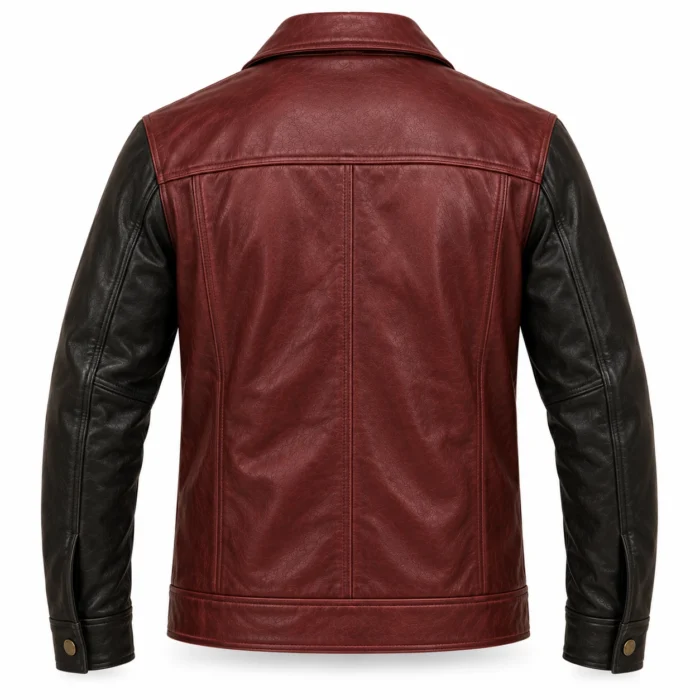 Burgundy Leather Jacket back