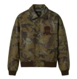 Avirex Icon camo leather bomber jacket for men front view