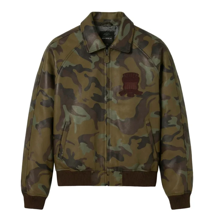 TONAL COMO LIMITED EDITION AVIEX MEN JACKET Avirex Icon camo leather bomber jacket for men front view