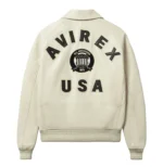 Avirex Icon beige leather jacket with AVIREX USA back design