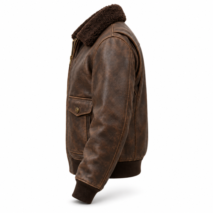 Atlas Distressed Seal Brown Men's G-1 Flight Leather Jacket | Blackstone Jackets