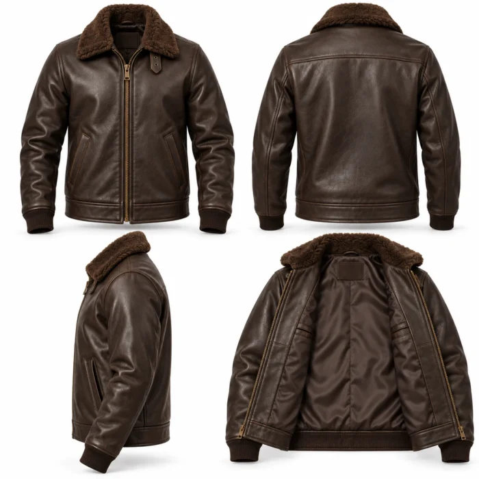 Altair Seal Brown Men's Aviator Leather Jacket | Blackstone Jackets