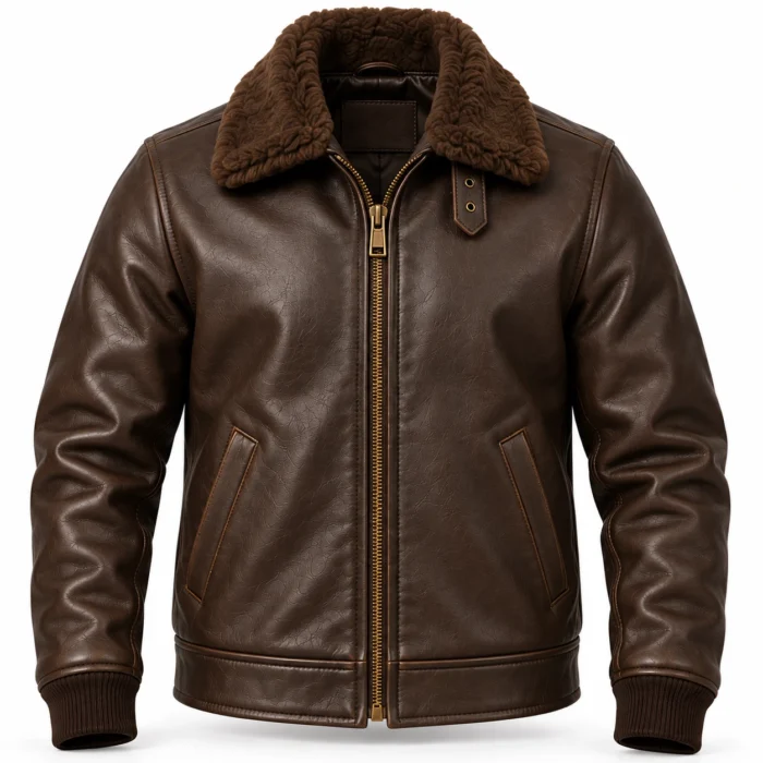 Altair Seal Brown Men's Aviator Leather Jacket | Blackstone Jackets