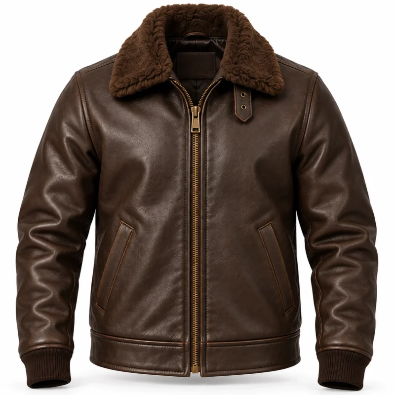 Altair Seal Brown Men's Aviator Leather Jacket | Blackstone Jackets