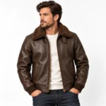 Altair Seal Brown Men's Aviator Leather Jacket | Blackstone Jackets
