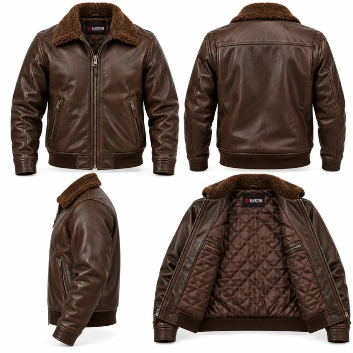 Archer Dark Chocolate Brown Men's Aviator Leather Jacket | Blackstone Jackets
