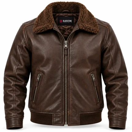Archer Dark Chocolate Brown Men's Aviator Leather Jacket | Blackstone Jackets