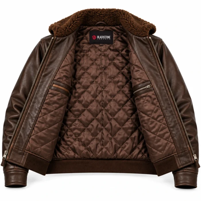 Archer Dark Chocolate Brown Men's Aviator Leather Jacket | Blackstone Jackets