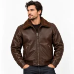 Archer Dark Chocolate Brown Men's Aviator Leather Jacket | Blackstone Jackets