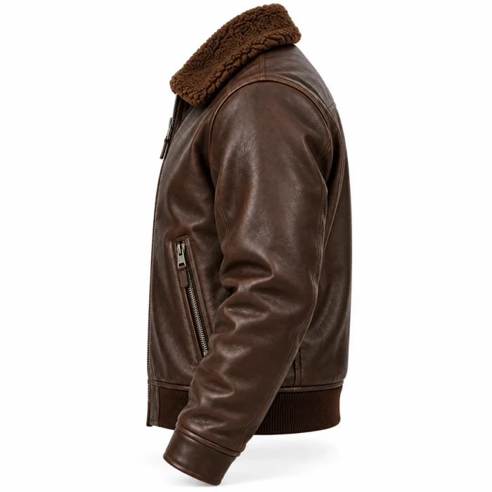 Archer Dark Chocolate Brown Men's Aviator Leather Jacket | Blackstone Jackets